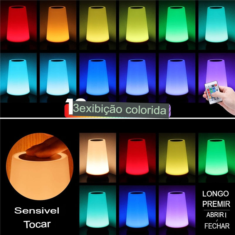 Abajur Luminária de Mesa com 13 Cores rgb